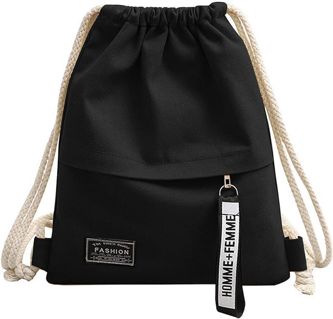 Foldable Canvas Sports Backpack with Drawstring and Zippered Pocket for Football, Cycling, Gym & Travel - Compact, Unisex for Adults, Teens, Kids Unique