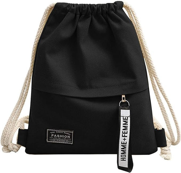 Foldable Canvas Sports Backpack with Drawstring and Zippered Pocket for Football, Cycling, Gym & Travel - Compact, Unisex for Adults, Teens, Kids Unique