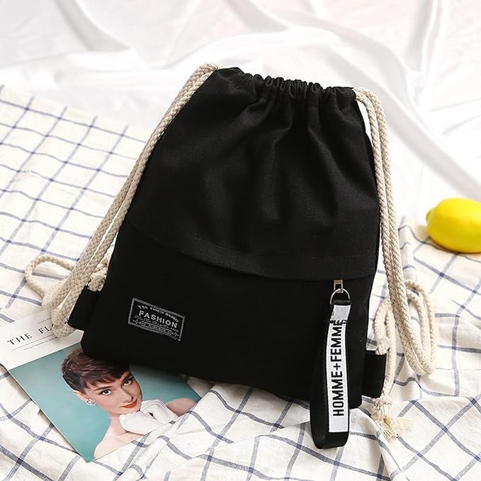 Foldable Canvas Sports Backpack with Drawstring and Zippered Pocket for Football, Cycling, Gym & Travel - Compact, Unisex for Adults, Teens, Kids Unique