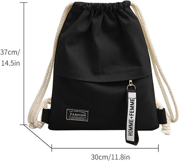 Foldable Canvas Sports Backpack with Drawstring and Zippered Pocket for Football, Cycling, Gym & Travel - Compact, Unisex for Adults, Teens, Kids Unique