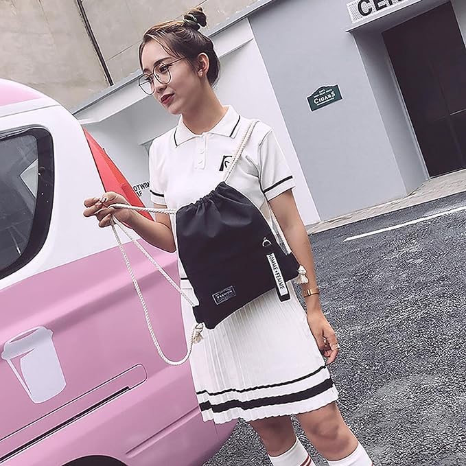 Foldable Canvas Sports Backpack with Drawstring and Zippered Pocket for Football, Cycling, Gym & Travel - Compact, Unisex for Adults, Teens, Kids Unique
