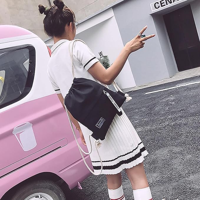 Foldable Canvas Sports Backpack with Drawstring and Zippered Pocket for Football, Cycling, Gym & Travel - Compact, Unisex for Adults, Teens, Kids Unique