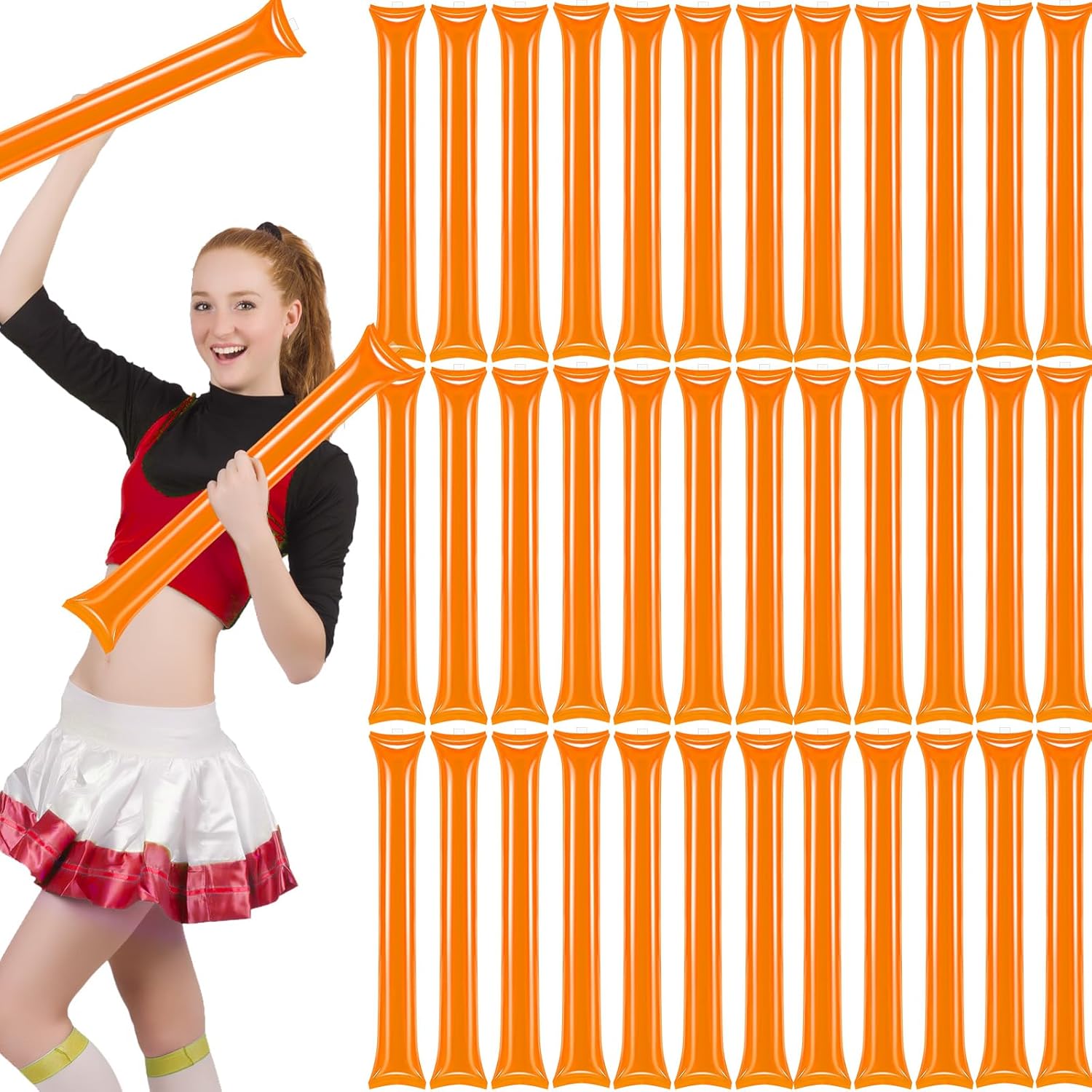 50 PCS Thunder Sticks Thicken Plastic Cheersticks Inflatable Thunder Sticks Sporting Events Team Spirit Cheersticks Sporting Cheers Basketball Football Dance Party Unique