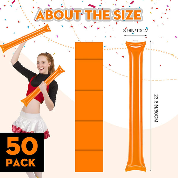 50 PCS Thunder Sticks Thicken Plastic Cheersticks Inflatable Thunder Sticks Sporting Events Team Spirit Cheersticks Sporting Cheers Basketball Football Dance Party Unique
