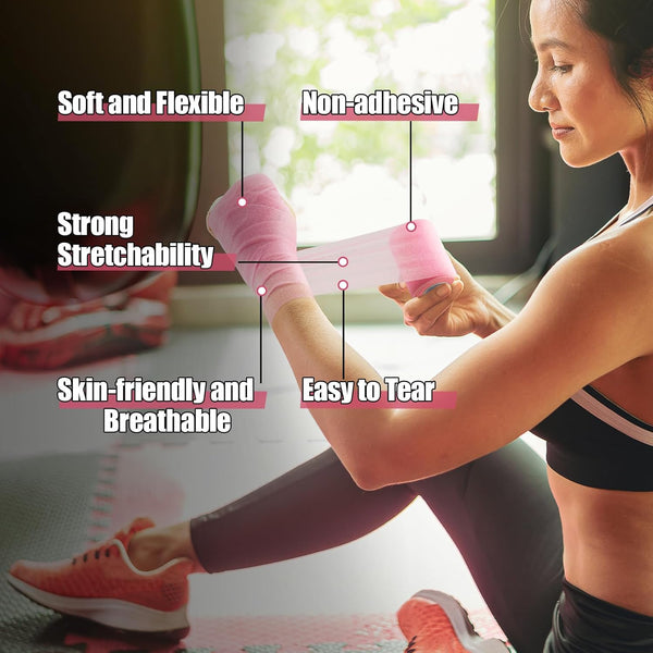 4 Pack Pre Wrap Athletic, Multi Color Prewrap, Pre Wrap for Hair Soccer, Prewrap Athletic Tape Headbands, 2.76 Inches X 12 Yards - Pink, Black, Blue, Green Unique