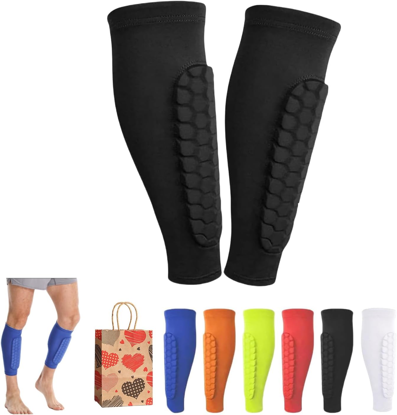 Shin Guards for Soccer, Lightweight Shin Pads for Kids Youth & Adult - Football Shin Defender Protective Gear, Comfortable Breathable Leg Guards Unique
