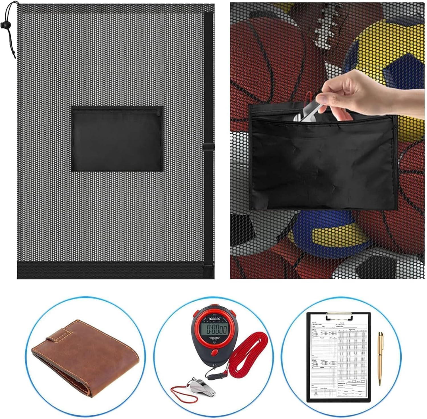 40 * 28 in Extra Large Sports Ball Bag Mesh, Heavy Duty Soccer Ball Net Bag, Con Adjustable Shoulder Strap, for Swimming, Diving, Travel, Gym, Camping, Training, Sports Unique