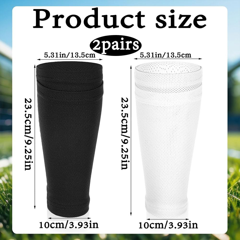 Shin Pads Sock, 2 Pairs Soccer Shin Guard Sock, Breathable Soccer Shin Guard Socks with Pockets, Shin Pads Holder Unique