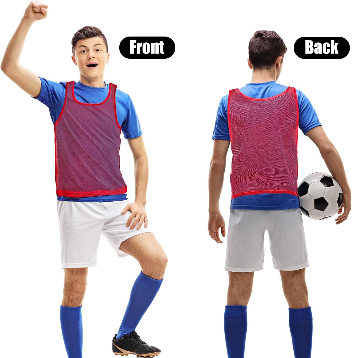 18 Packs Youth Team Pinnies, Kids Scrimmage Training Vest, Pennies, Jerseys Mesh Practice Vests for Basketball, Soccer, Football, Volleyball, 3 Colors Unique