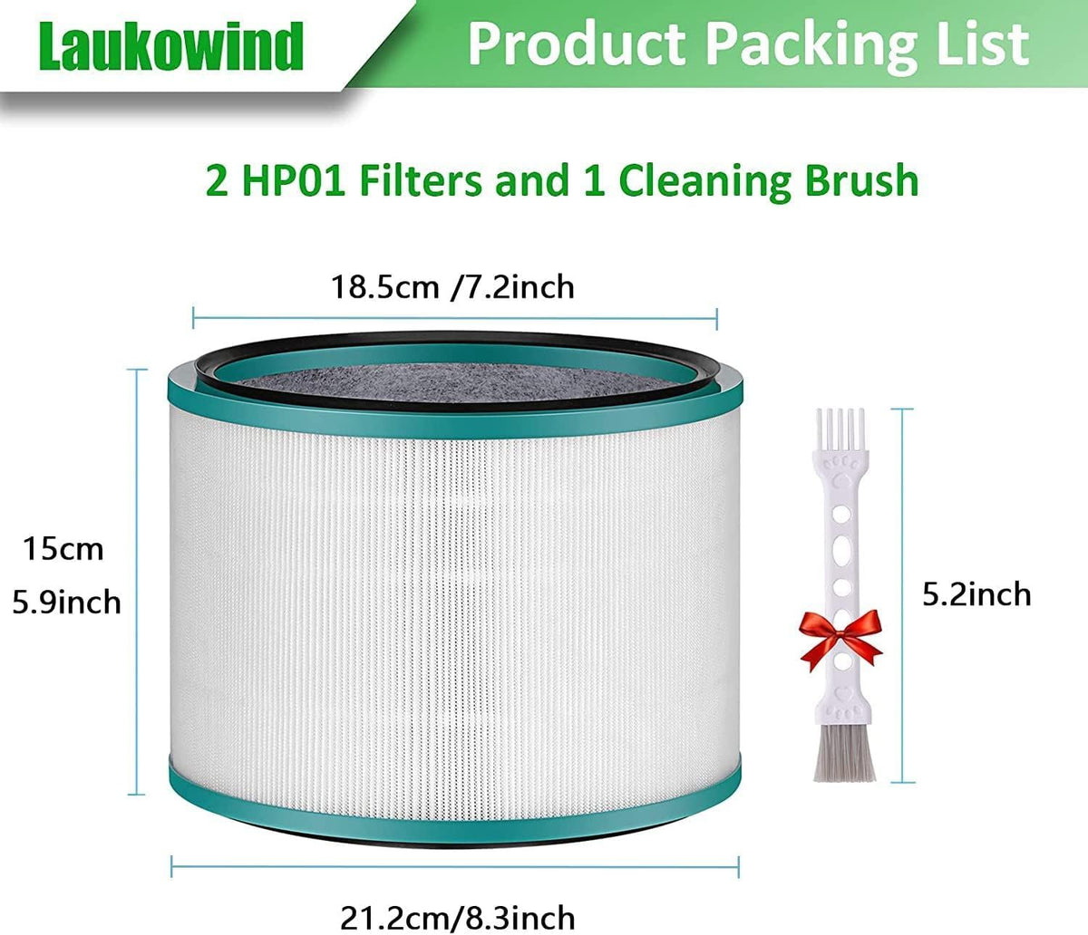 2 Pack Air Puriier ilter Replacements or Dyson HP01, HP02, DP01 Desk Puriiers - Compatible with Part # 968125-03 Awezingly