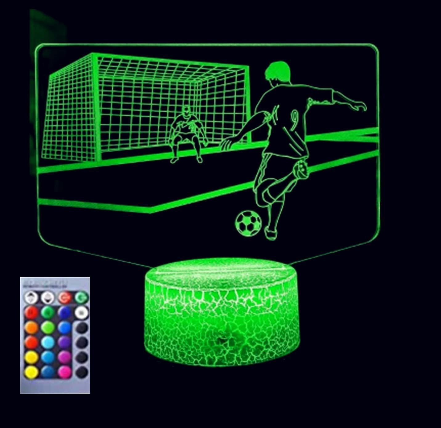 3D Football Soccer Night Light Table Desk Optical Illusion Lamps 16 Color Changing Lights LED Table Lamp Xmas Home Love Birthday babies babies Gift Awezingly