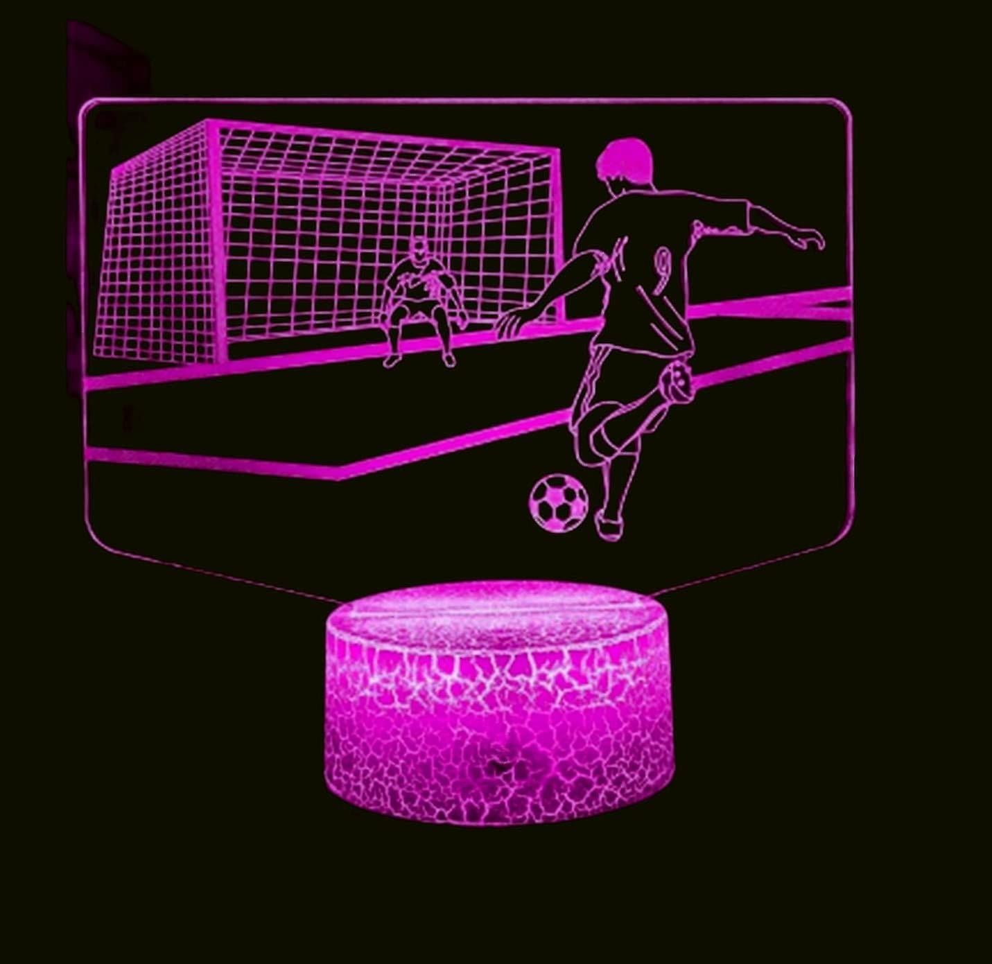 3D Football Soccer Night Light Table Desk Optical Illusion Lamps 16 Color Changing Lights LED Table Lamp Xmas Home Love Birthday babies babies Gift Awezingly