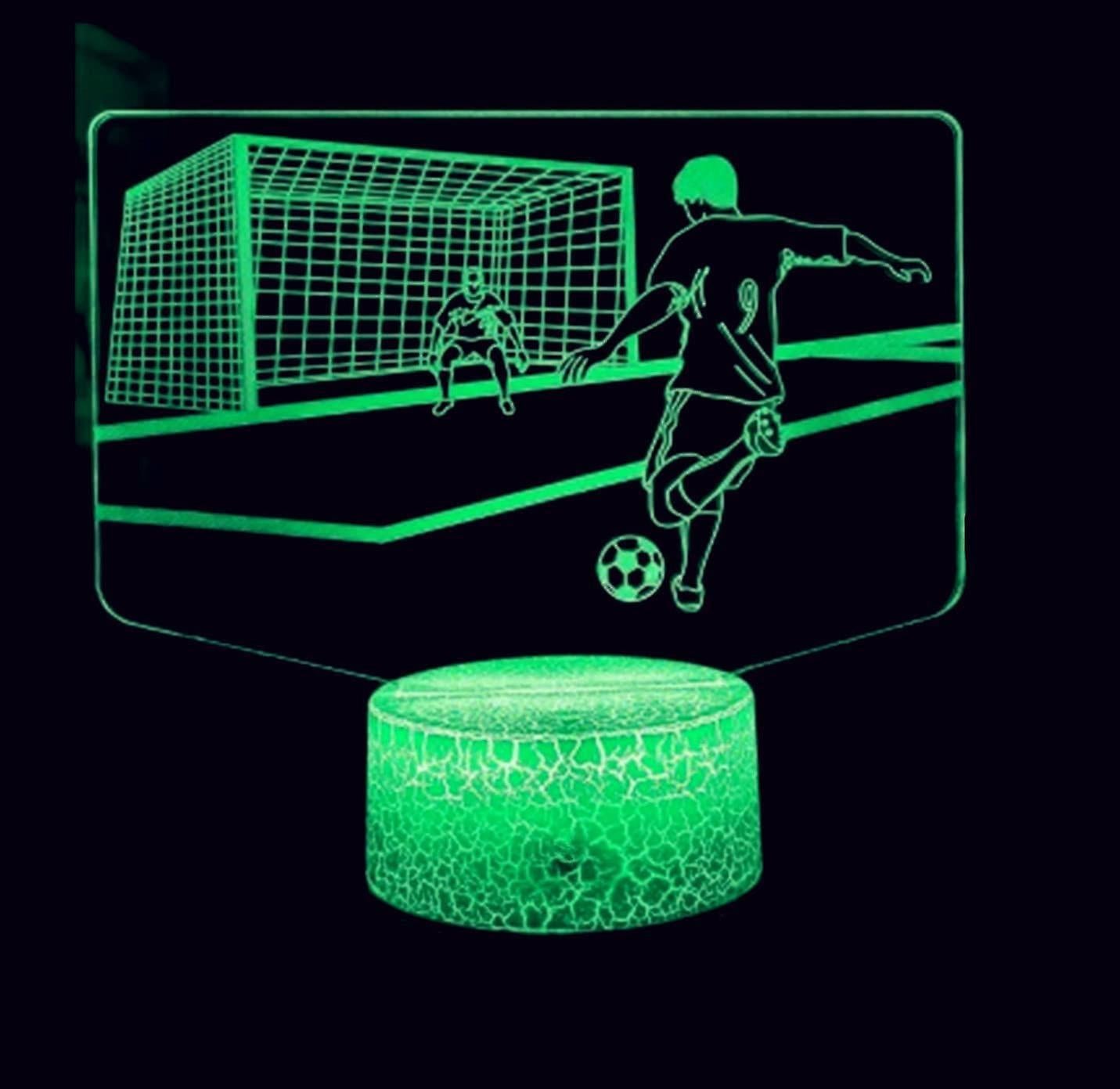 3D Football Soccer Night Light Table Desk Optical Illusion Lamps 16 Color Changing Lights LED Table Lamp Xmas Home Love Birthday babies babies Gift Awezingly