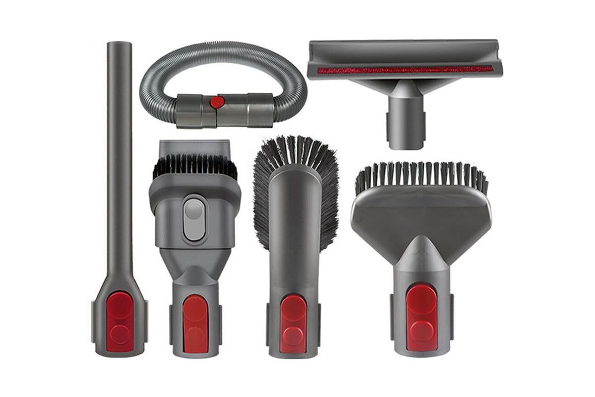 6Pcs Brush Attachment Tools Kit Compatible for Dyson V7 V8 V10 V11 Vacuum Cleaner Accessories Cordless Stick Vacuum Cleaner Accessory Replacement Including Flexible Hose, Crevice Tool, Mattress Tool, Stiff Dust Brush Awezingly