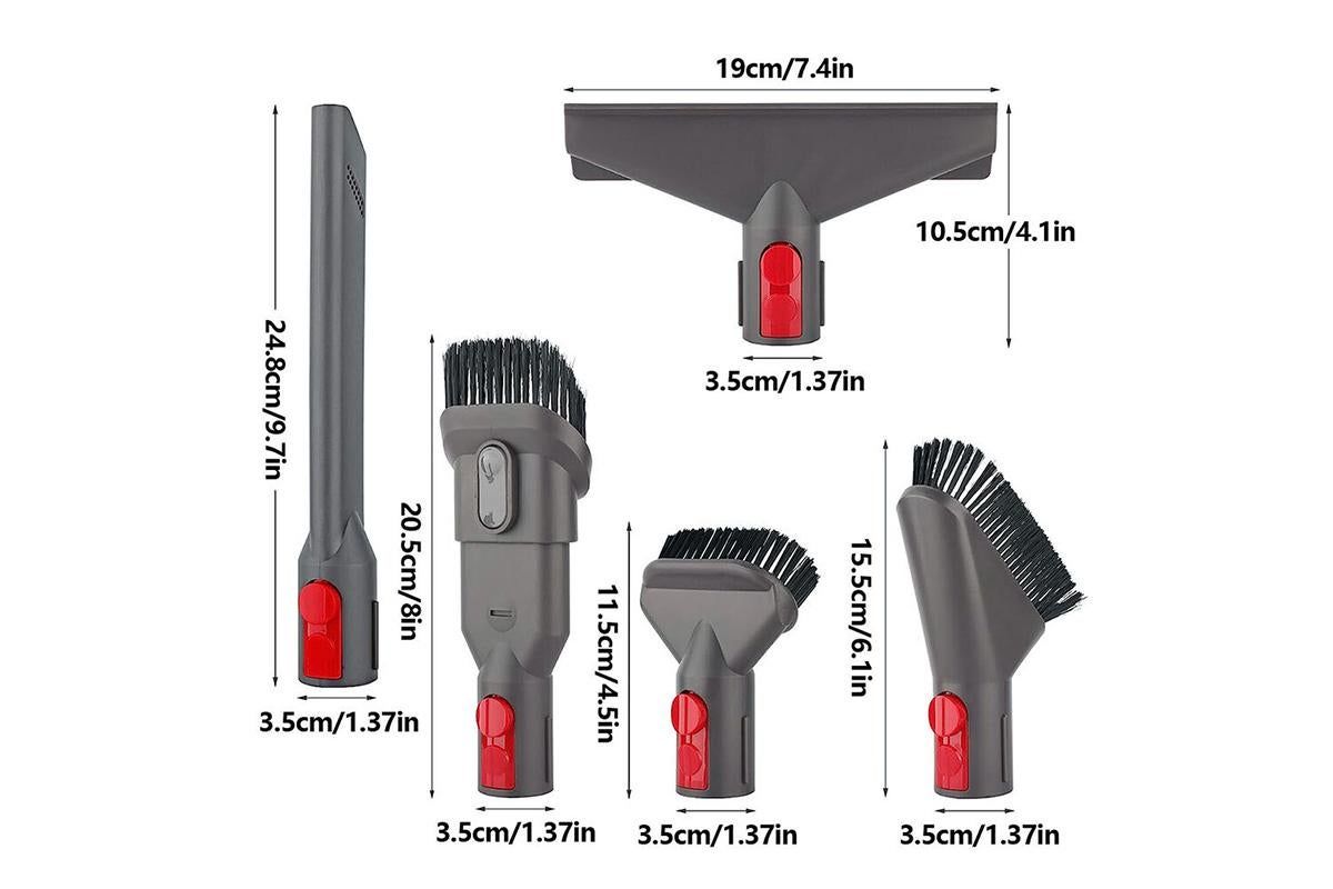 6Pcs Brush Attachment Tools Kit Compatible for Dyson V7 V8 V10 V11 Vacuum Cleaner Accessories Cordless Stick Vacuum Cleaner Accessory Replacement Including Flexible Hose, Crevice Tool, Mattress Tool, Stiff Dust Brush Awezingly