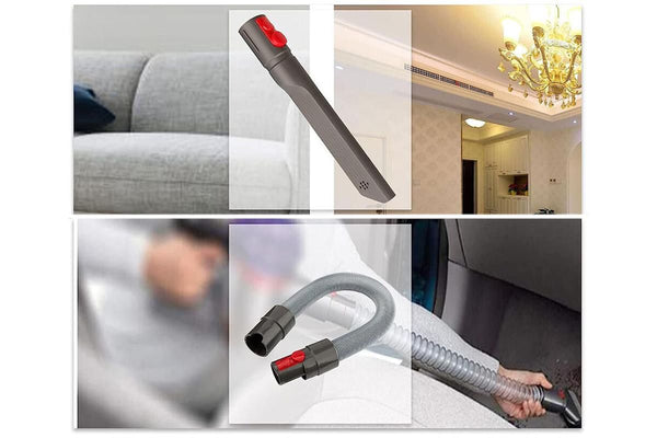 6Pcs Brush Attachment Tools Kit Compatible for Dyson V7 V8 V10 V11 Vacuum Cleaner Accessories Cordless Stick Vacuum Cleaner Accessory Replacement Including Flexible Hose, Crevice Tool, Mattress Tool, Stiff Dust Brush Awezingly