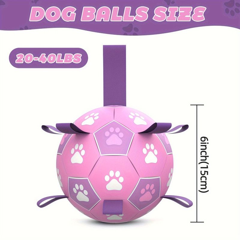 Durable Dog Soccer Ball Toy, 15cm Inflatable Soccer Ball, Teething and Entertainment Training Ball, Includes Pump - Pink Unique