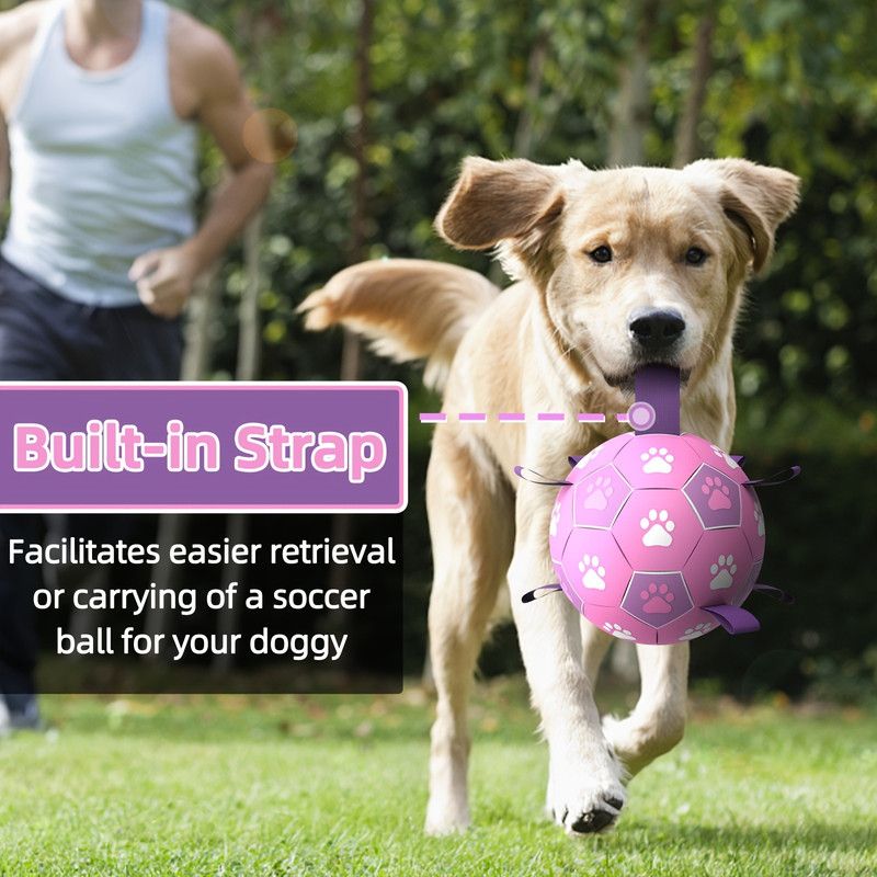 Durable Dog Soccer Ball Toy, 15cm Inflatable Soccer Ball, Teething and Entertainment Training Ball, Includes Pump - Pink Unique