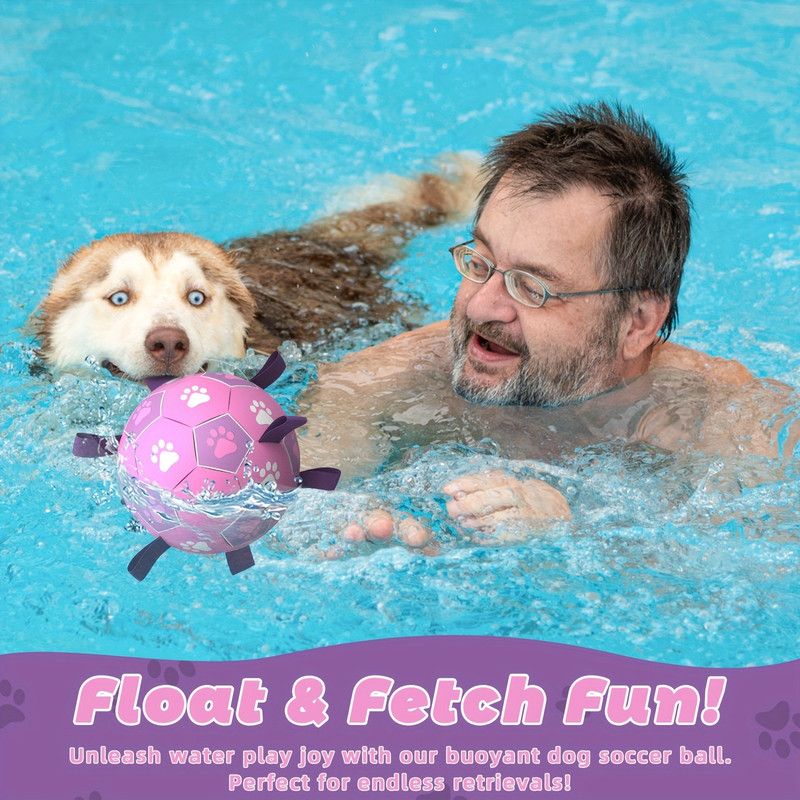 Durable Dog Soccer Ball Toy, 15cm Inflatable Soccer Ball, Teething and Entertainment Training Ball, Includes Pump - Pink Unique