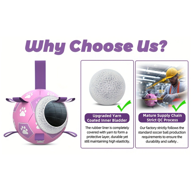 Durable Dog Soccer Ball Toy, 15cm Inflatable Soccer Ball, Teething and Entertainment Training Ball, Includes Pump - Pink Unique