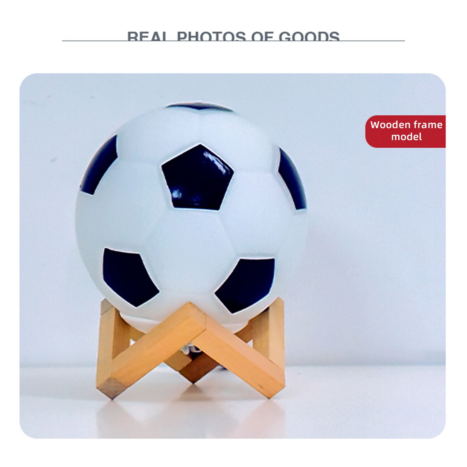 Soccer Remote Control LED Night Light Solid Wood Glass Small Table Lamp Remote Dimming Bedside Bedroom Study Decoration Unique