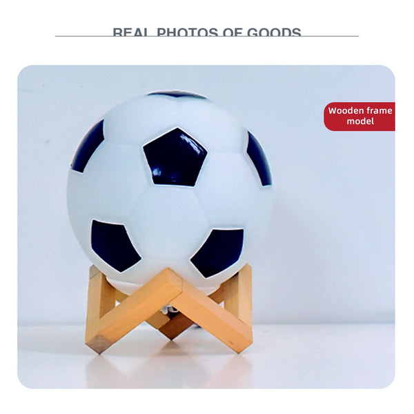 Soccer Remote Control LED Night Light Solid Wood Glass Small Table Lamp Remote Dimming Bedside Bedroom Study Decoration Unique