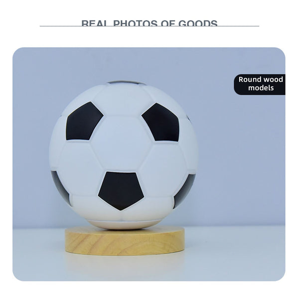 Soccer Remote Control LED Night Light Solid Wood Glass Small Table Lamp Remote Dimming Bedside Bedroom Study Decoration Unique