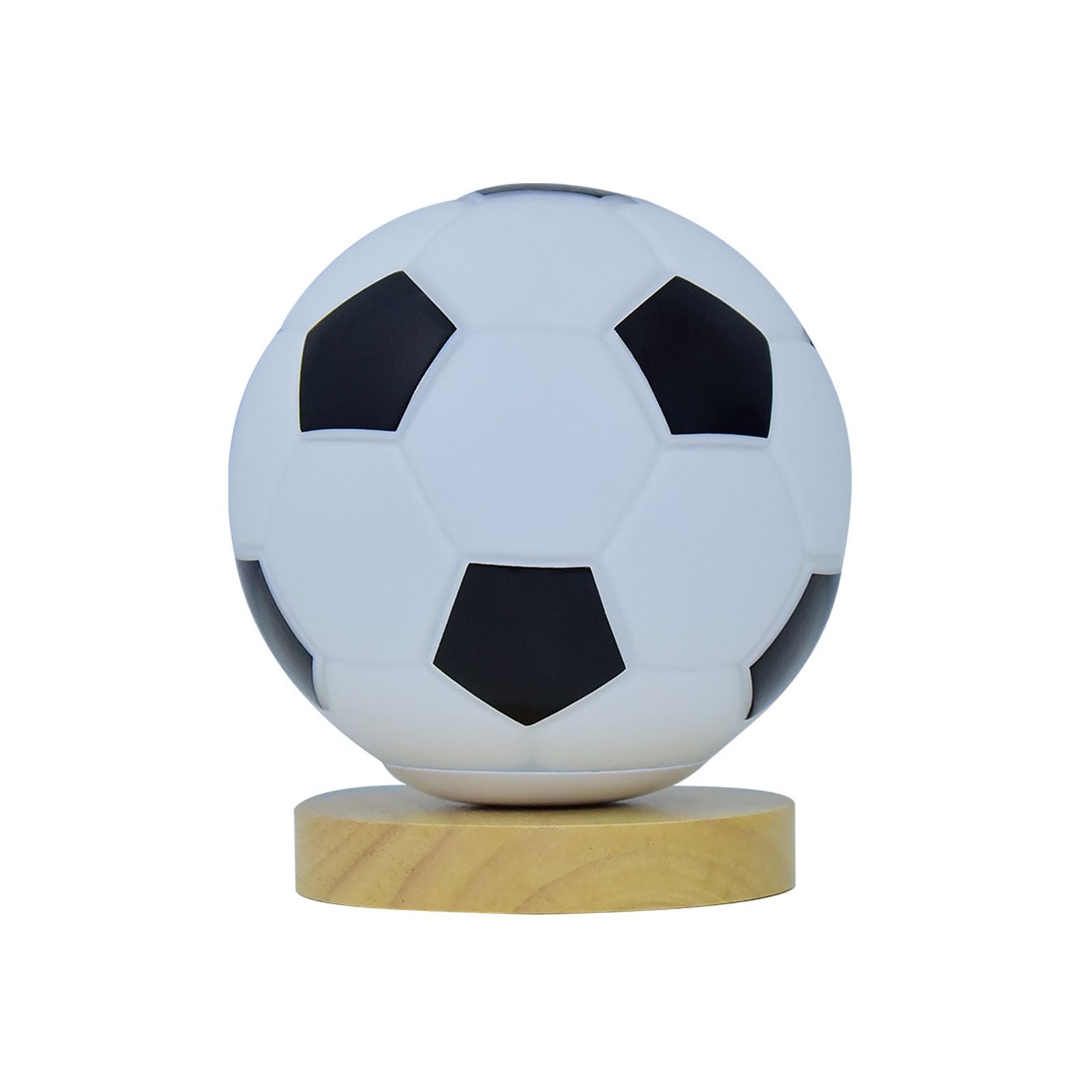 Soccer Remote Control LED Night Light Solid Wood Glass Small Table Lamp Remote Dimming Bedside Bedroom Study Decoration Unique