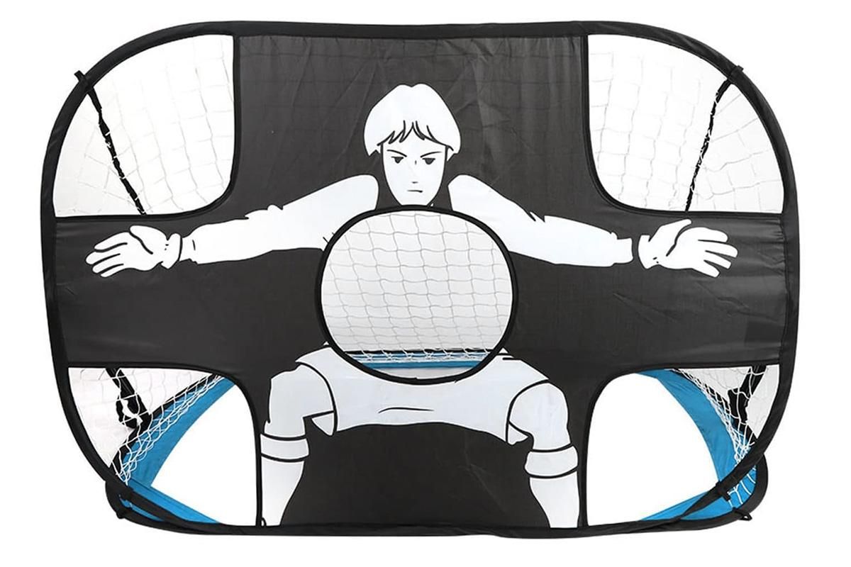 2 in 1 Portable Foldable Soccer Goal with Detachable Target - Blue Unique