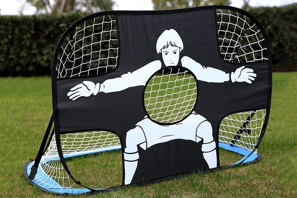 2 in 1 Portable Foldable Soccer Goal with Detachable Target - Blue Unique