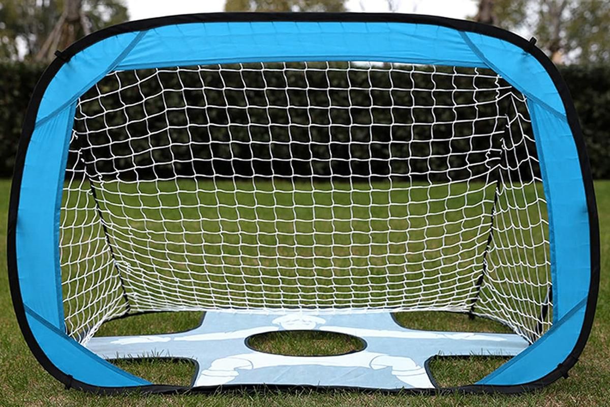 2 in 1 Portable Foldable Soccer Goal with Detachable Target - Blue Unique