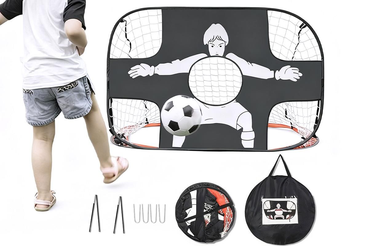 2 in 1 Portable Foldable Soccer Goal with Detachable Target - Red Unique