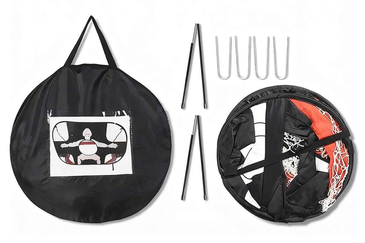 2 in 1 Portable Foldable Soccer Goal with Detachable Target - Red Unique
