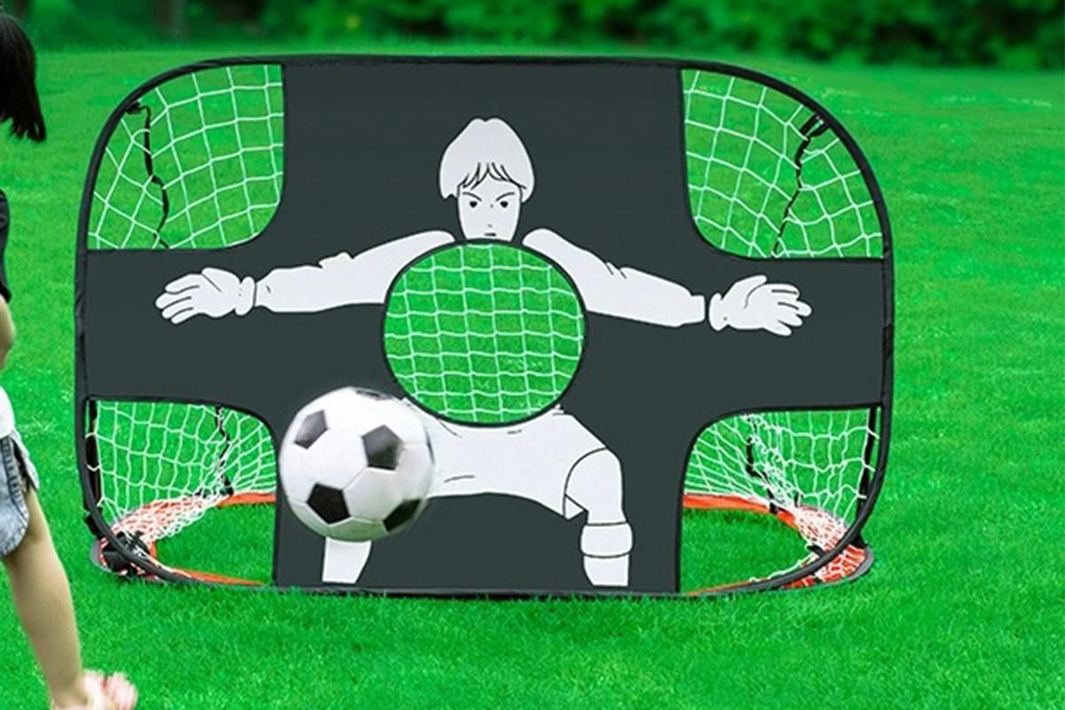 2 in 1 Portable Foldable Soccer Goal with Detachable Target - Red Unique
