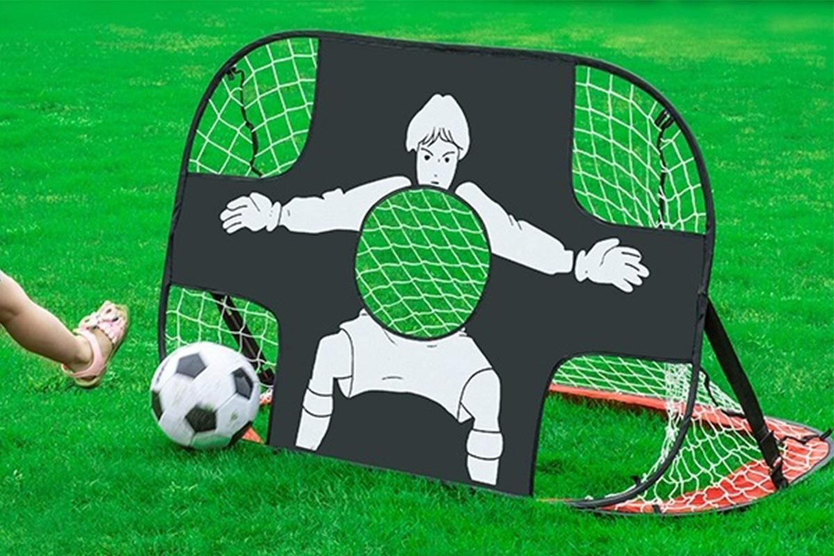2 in 1 Portable Foldable Soccer Goal with Detachable Target - Red Unique