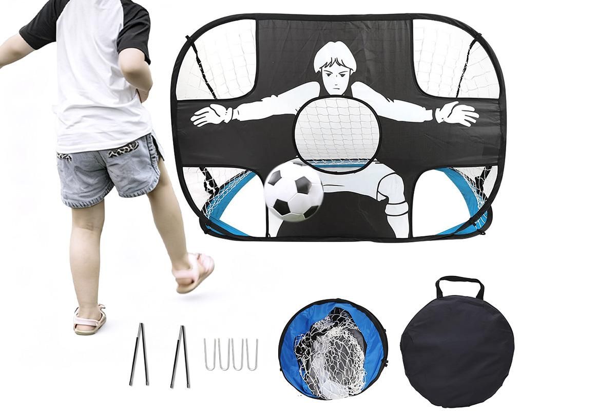 2 in 1 Portable Foldable Soccer Goal with Detachable Target - Red Unique