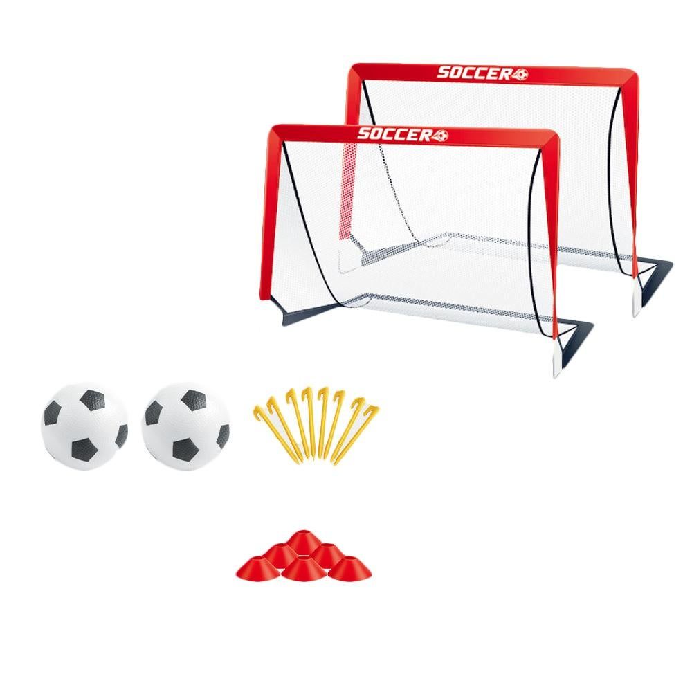 Soccer Goals for Backyard Set Outdoor Sports Games - Red Goal Frame with Black Net Unique