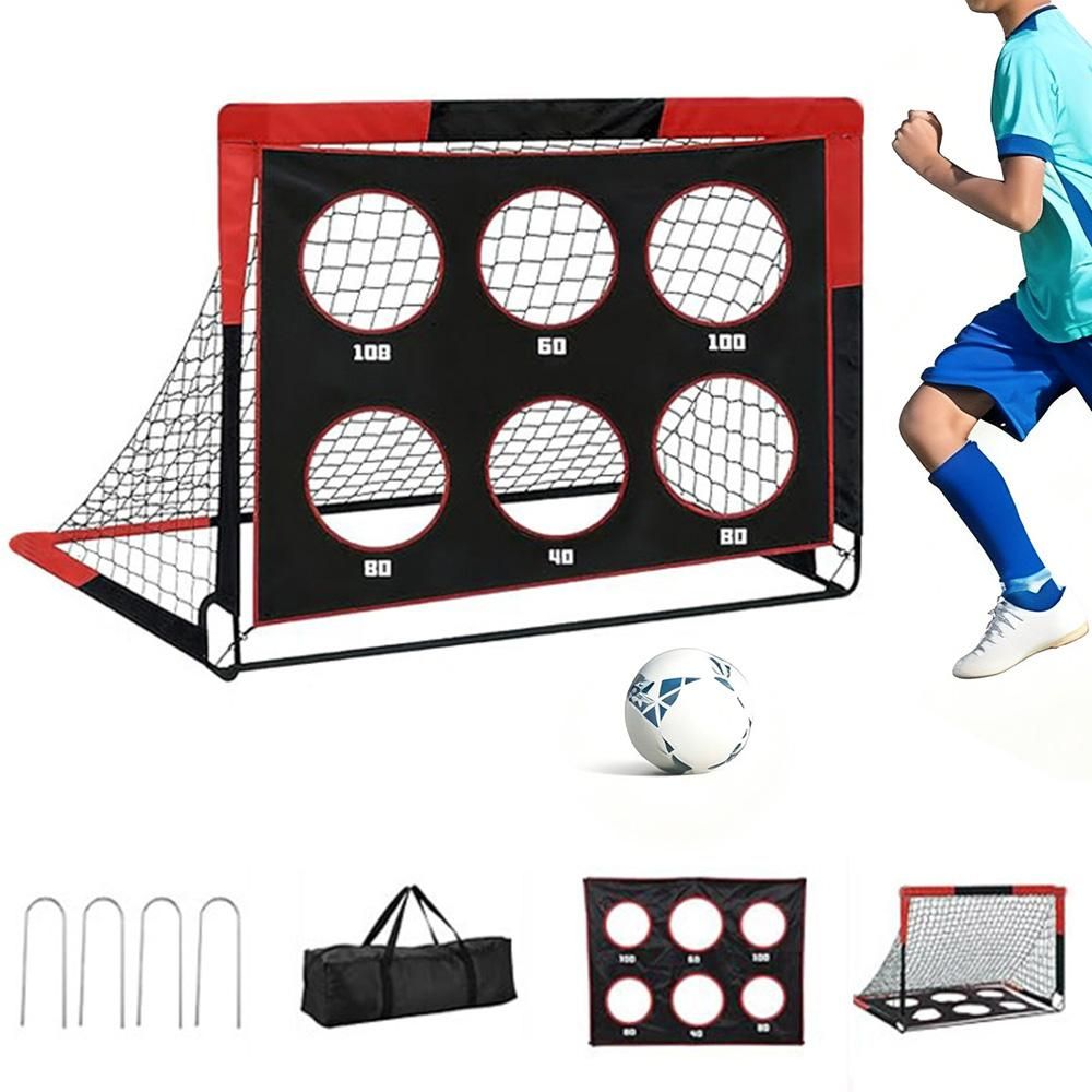 Soccer Goals for Backyard Set Outdoor Sports Games - Red Goal Frame with Black Net Unique