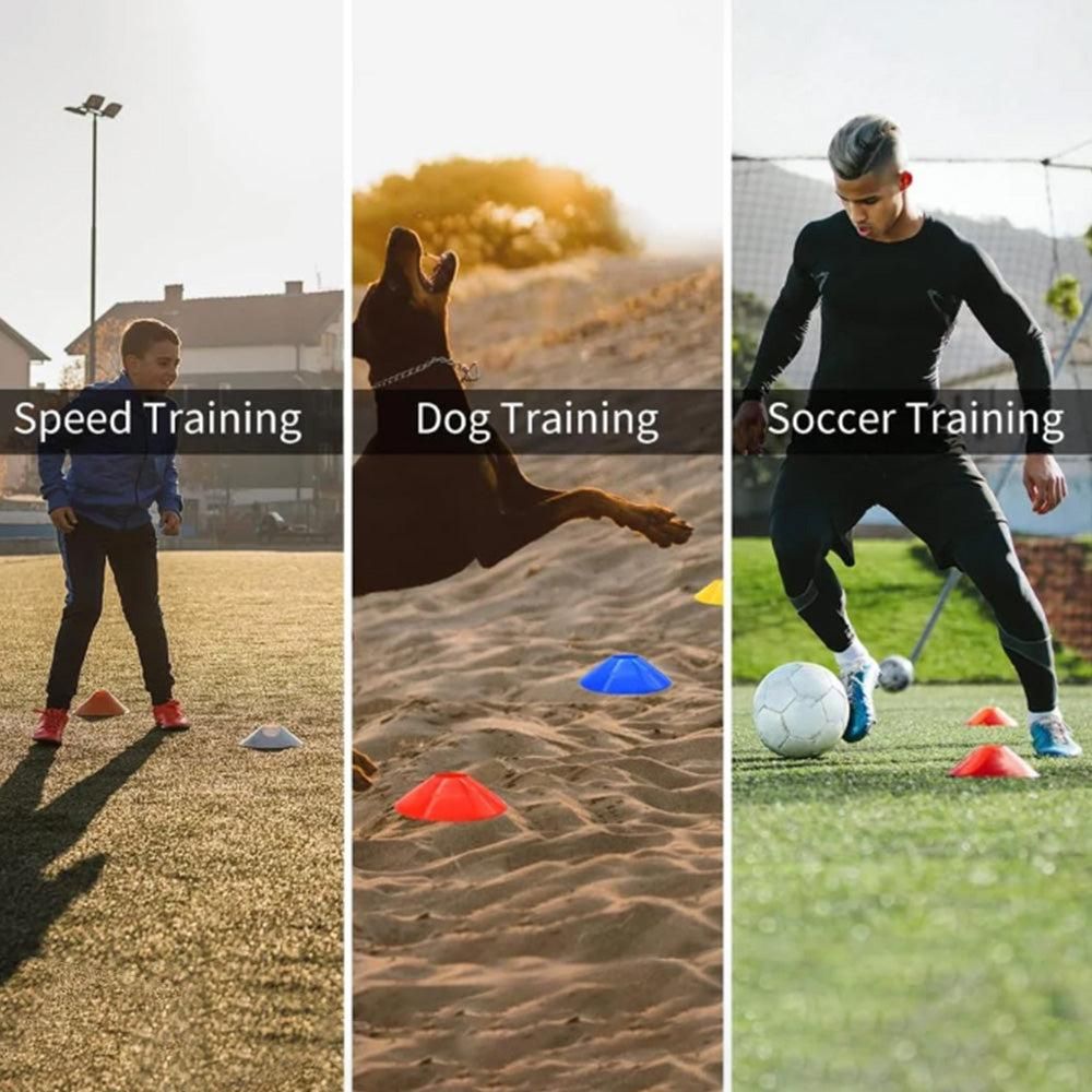 50Pcs Soccer Cones with Storage Bags and Brackets Sports Training Marker Discs Unique