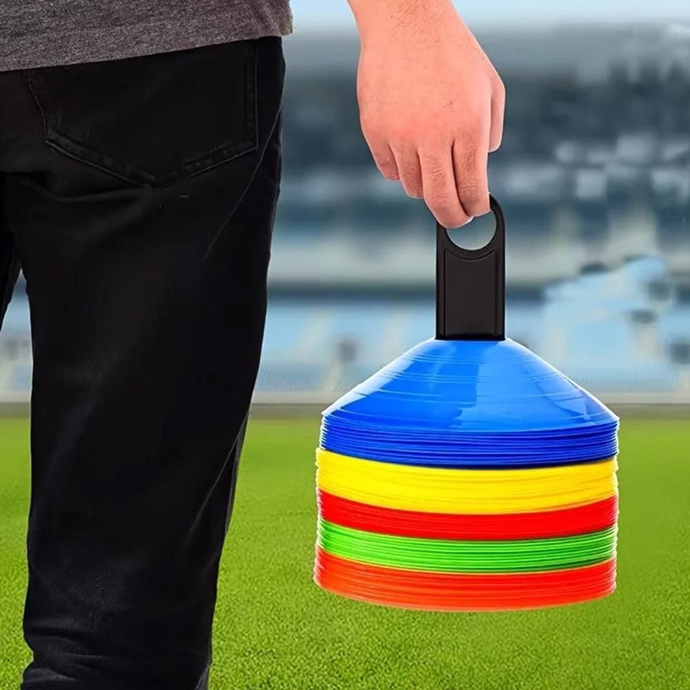 50Pcs Soccer Cones with Storage Bags and Brackets Sports Training Marker Discs Unique