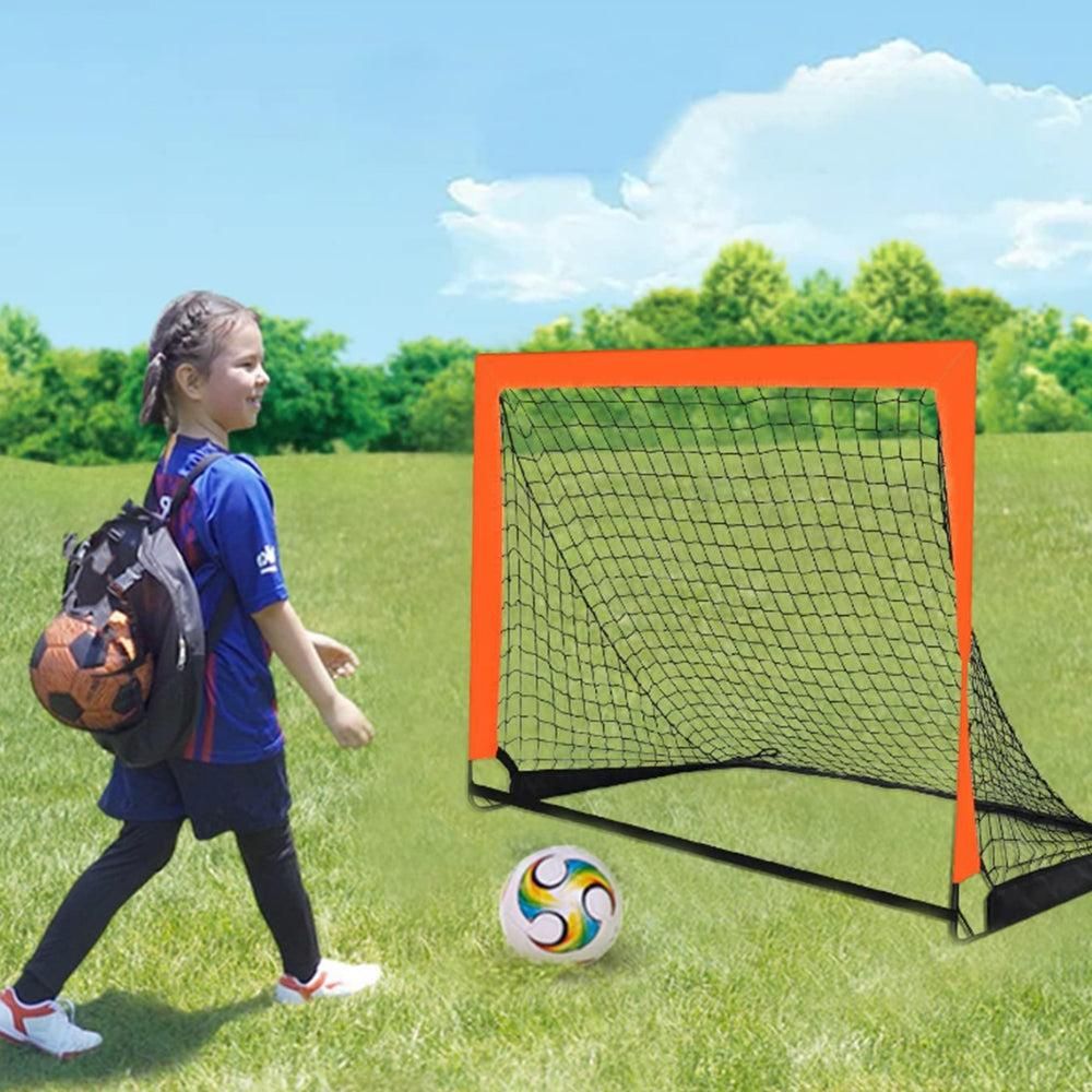 Portable Soccer Goal Net Quick Set-up Training Equipment for Backyard Soccer Orange Awezingly