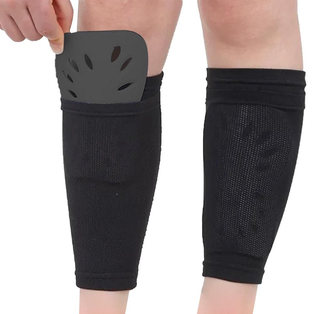 Pair of Soccer Shin Guards Breathable Calf Protective Gear for Adults Black Unique