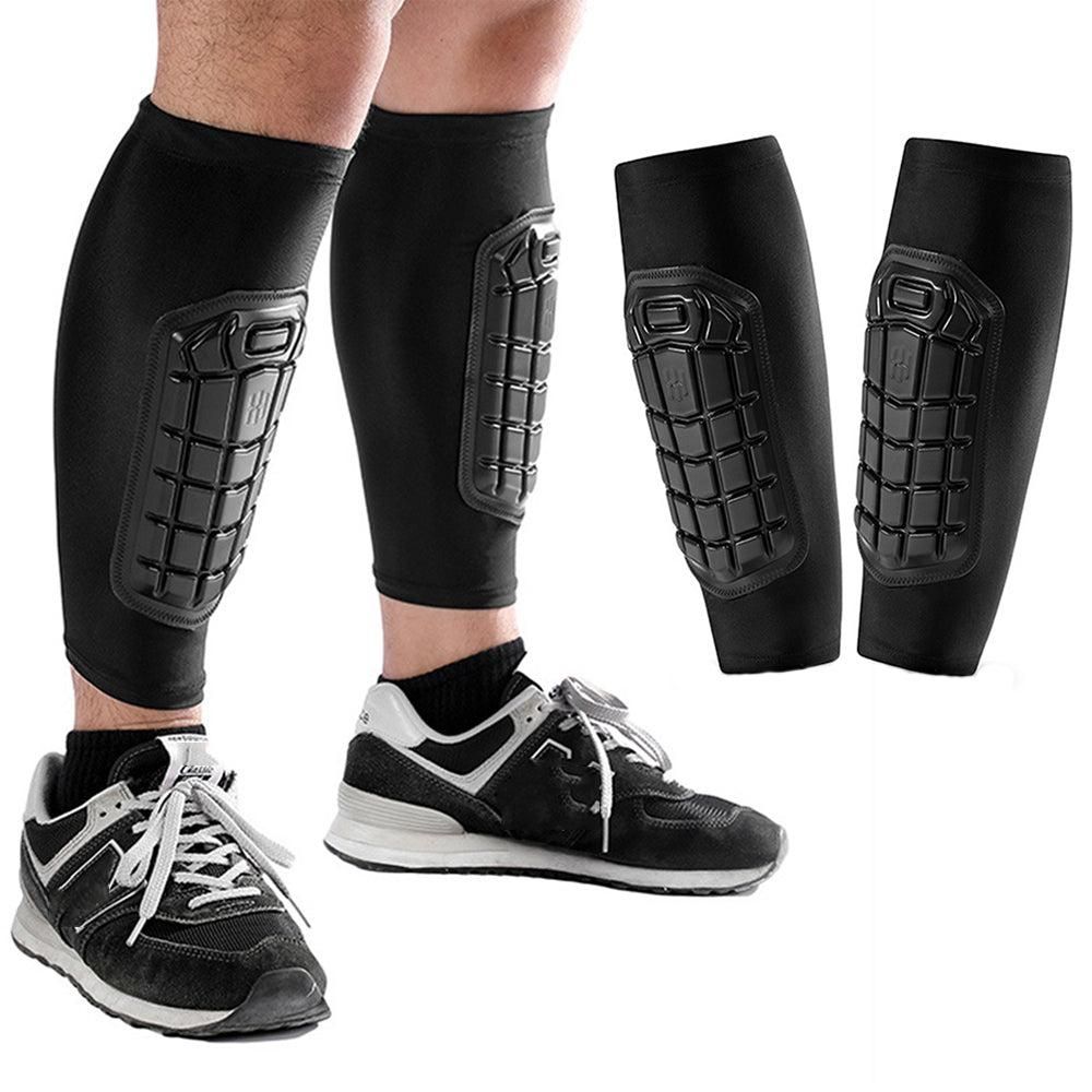 Pair of Soccer Shin Guards Breathable Calf Protective Gear for Adults Black Unique