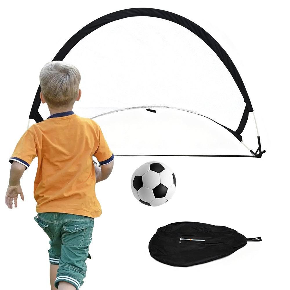 Portable Pop-Up Soccer Goal Set with 3 Ground Pegs and Carry Storage Bag Black Unique