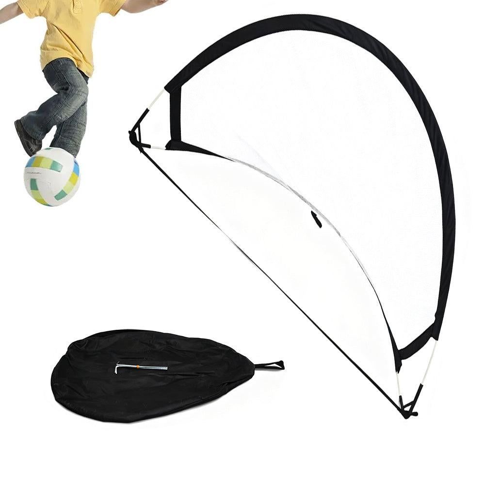 Portable Pop-Up Soccer Goal Set with 3 Ground Pegs and Carry Storage Bag Black Unique
