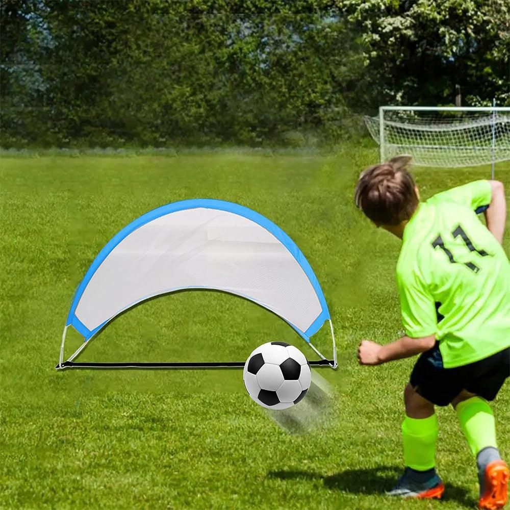 Portable Pop-Up Soccer Goal Set with 3 Ground Pegs and Carry Storage Bag Blue