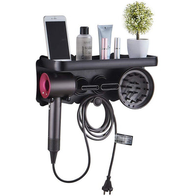 Magnetic Wall Mount Hair Dryer Holder for Dyson - Black Metal
