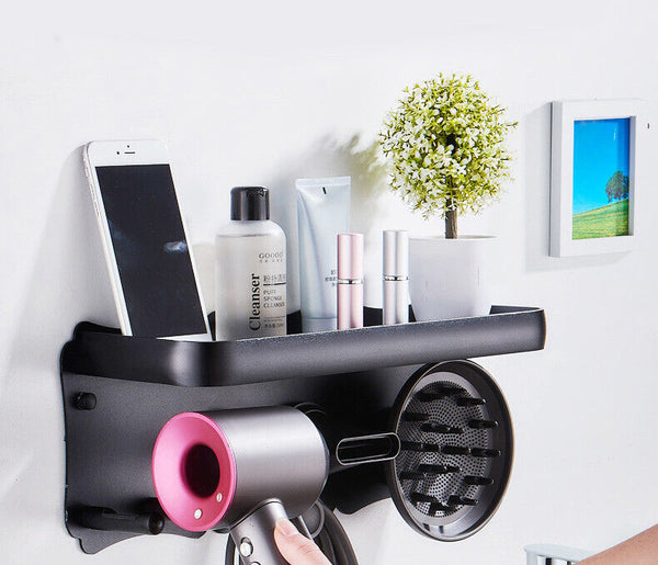 Magnetic Wall Mount Hair Dryer Holder for Dyson - Black Metal Awezingly