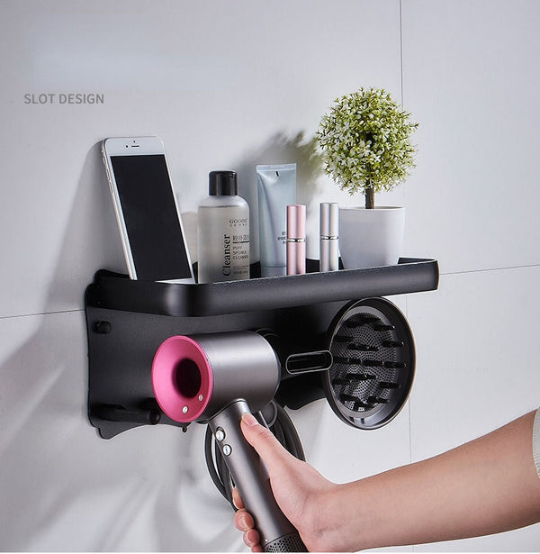 Magnetic Wall Mount Hair Dryer Holder for Dyson - Black Metal Awezingly
