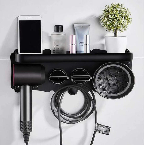 Magnetic Wall Mount Hair Dryer Holder for Dyson - Black Metal Awezingly